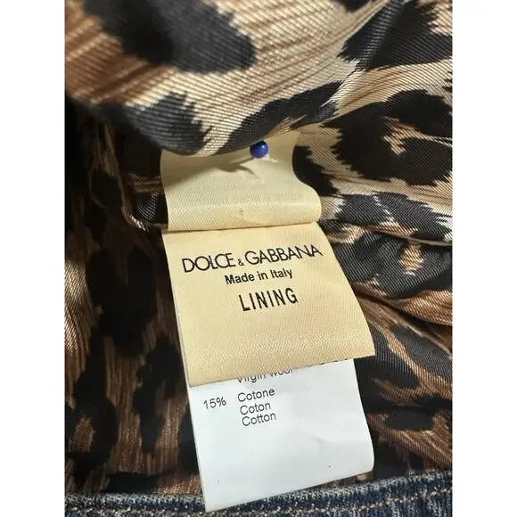 Dolce & Gabbana Jacket Denim Linen Leopard Italy Women's Eu 40 US 6 - Picture 13 of 16